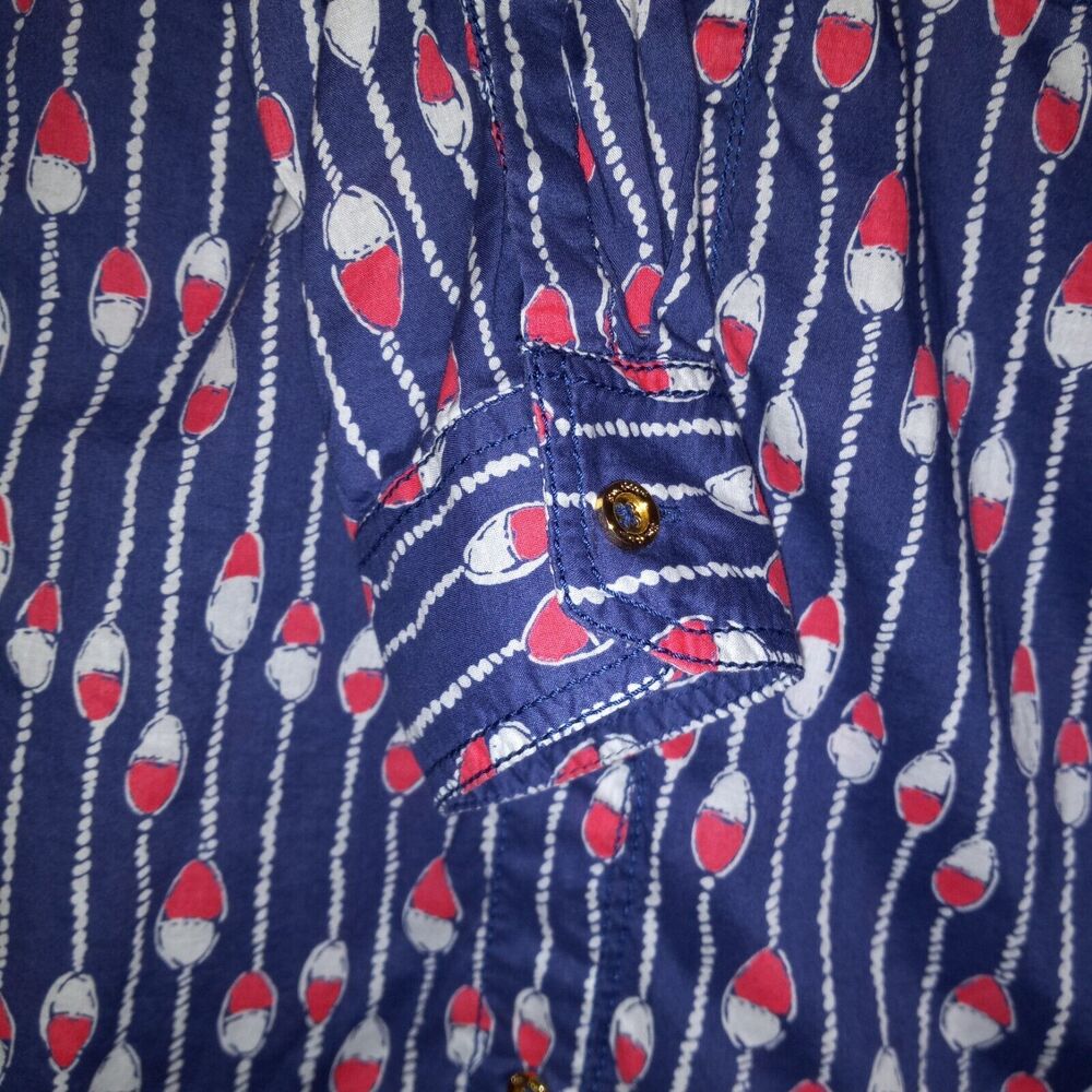 Lilly Pulitzer Size 2 Cruiser Button Up Shirt-Camp Oh Buoy-Roll Tab Sleeve - Picture 4 of 10